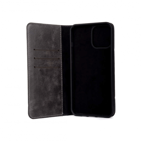 BİKAPAK LUXURY IPHONE 13 PRO SİYAH CÜZDAN KILIF - Resim 5