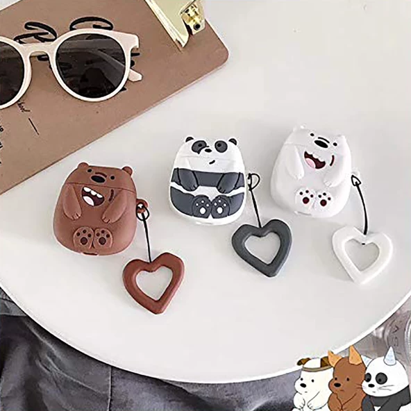 E2M AIRPODS 1-2 KILIF BARE BEAR KAHVERENGİ - Resim 3