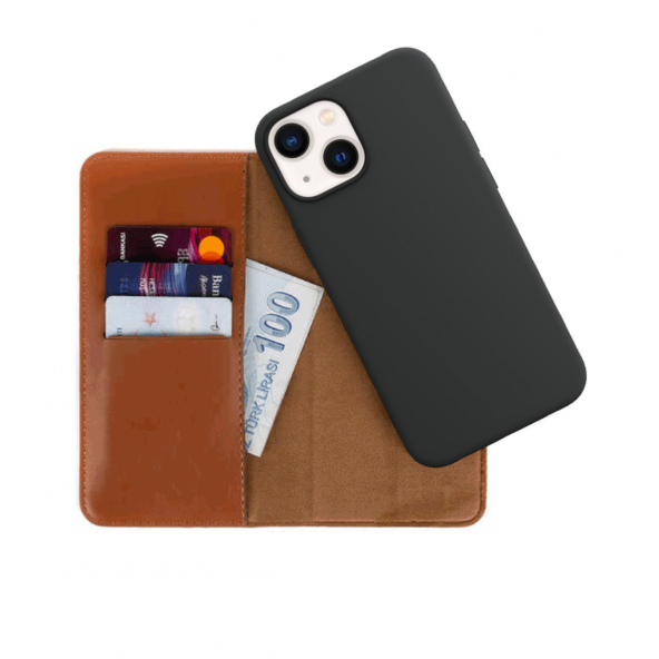 BİKAPAK LUXURY IPHONE 13 PRO MAX KAHVERENGİ CÜZDAN - 3