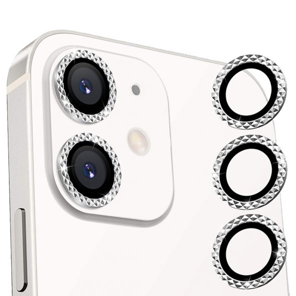 Binano Iphone 11/12/12 Mini Taşlı Kırmızı Kamera Koruyucu - 2