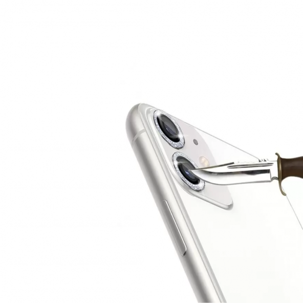 Binano Iphone 11/12/12 Mini Taşlı Kırmızı Kamera Koruyucu - 3