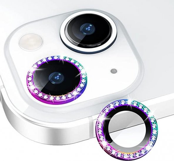 Binano Iphone 11/12/12 Mini Taşlı Gökkuşağı Kamera Koruyucu ürün görseli