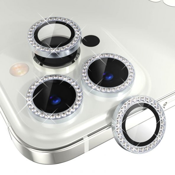 Binano Iphone 11 Pro/11 Pro Max/12 Pro Taşlı Silver Kamera Koruyucu - 3