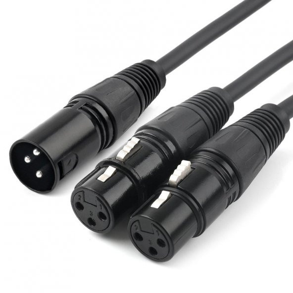XLR 1 Erkek - 2 Dişi Çoklayıcı Kaliteli Y Kablo