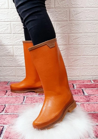 Derby Safi Kauçuk İçi Miflonlu Kaymaz Krep Çizme Uzun 33cm - 12