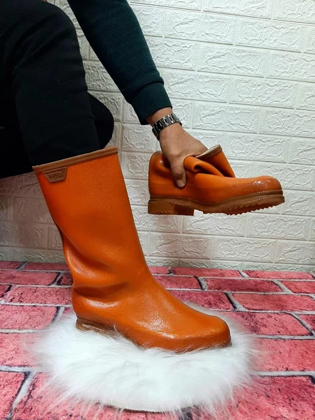 Derby Safi Kauçuk İçi Miflonlu Kaymaz Krep Çizme Uzun 33cm - 5