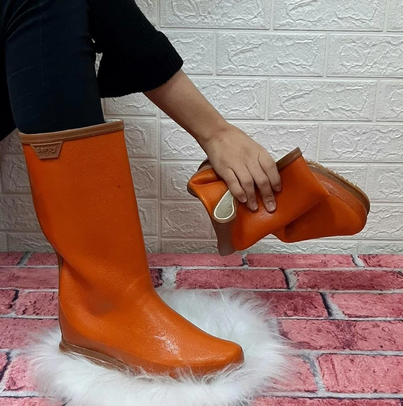 Derby Safi Kauçuk İçi Miflonlu Kaymaz Krep Çizme Uzun 33cm - 10