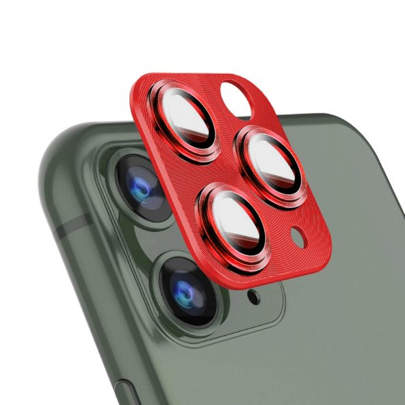 BİNANO IPHONE 11/12 MİNİ 360 METAL KIRMIZI CAMERA KORUYUCU - Resim 2