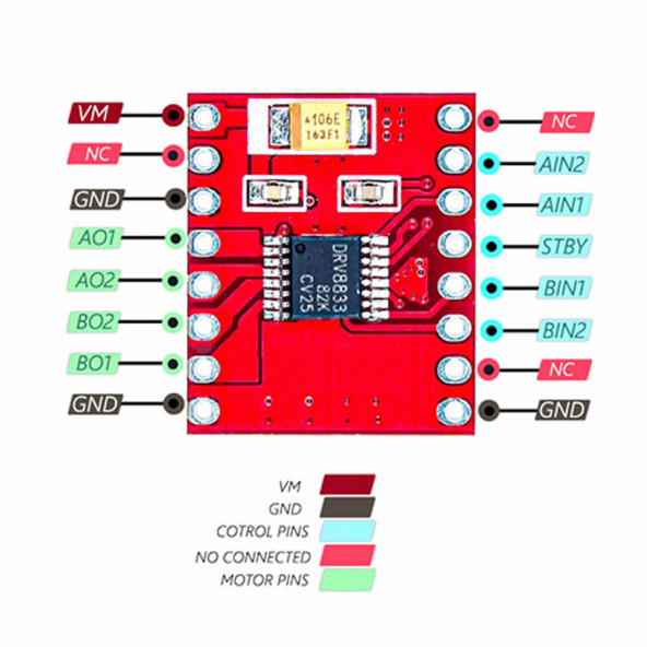DRV8833 Step Motor Sürücü Modül DC 10V 1.2A PWM Çift H Köprü 2 Dc Motor TB6612FNG Muadili 3D Yazıcı Robot CNC - 5