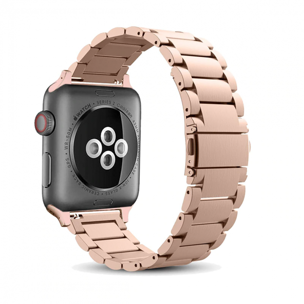 E2M APPLE WATCH 42-44MM KRD-05 KLASİK METAL PEMBE KORDON - 3