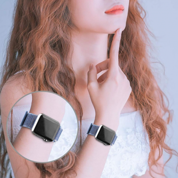 E2M APPLE WATCH 42-44MM KRD-03 HASIR UZAY GRI KORDON - 4