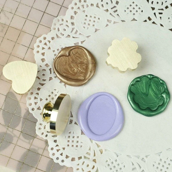 Boş Mum Mühür Pirinç Damga Başlığı Kalp Şekilli 25x25mm - Resim 4