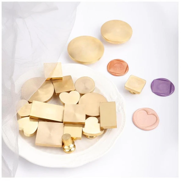 Boş Mum Mühür Pirinç Damga Başlığı Kalp Şekilli 25x25mm - Resim 10