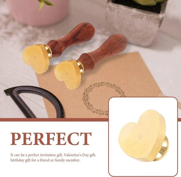 Boş Mum Mühür Pirinç Damga Başlığı Kalp Şekilli 25x25mm - Resim 11