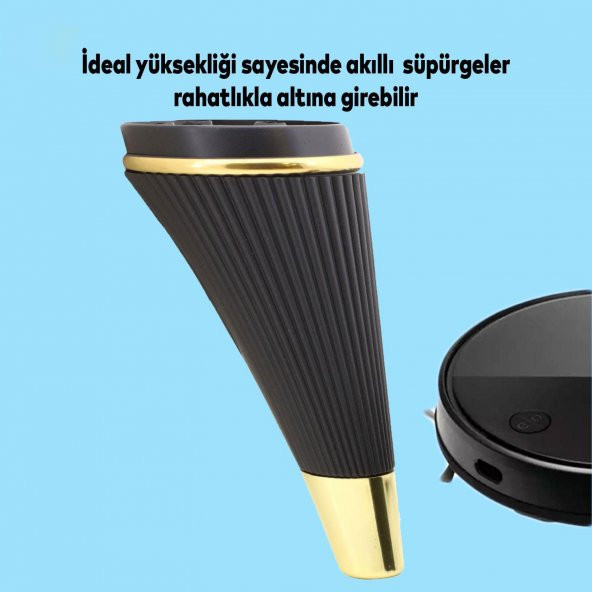 Lüks Mobilya Kanepe Sehpa TV Ünitesi Koltuk Ayağı 19 cm Siyah Gold Baza Ayak - 4