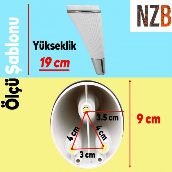 Lüks Mobilya Kanepe Sehpa TV Ünitesi Koltuk Ayağı 19 cm Beyaz Krom Baza Ayak - Resim 2