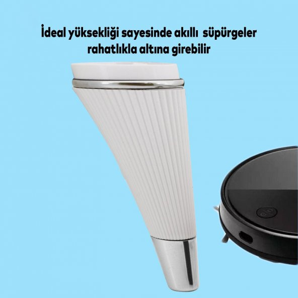 Lüks Mobilya Kanepe Sehpa TV Ünitesi Koltuk Ayağı 19 cm Beyaz Krom Baza Ayak - Resim 5