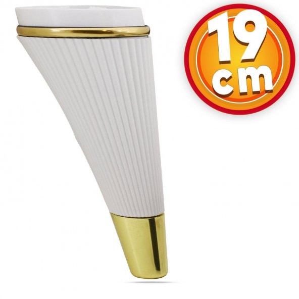 Lüks Mobilya Kanepe Sehpa TV Ünitesi Koltuk Ayağı 19 cm Beyaz Gold Baza Ayak - 1