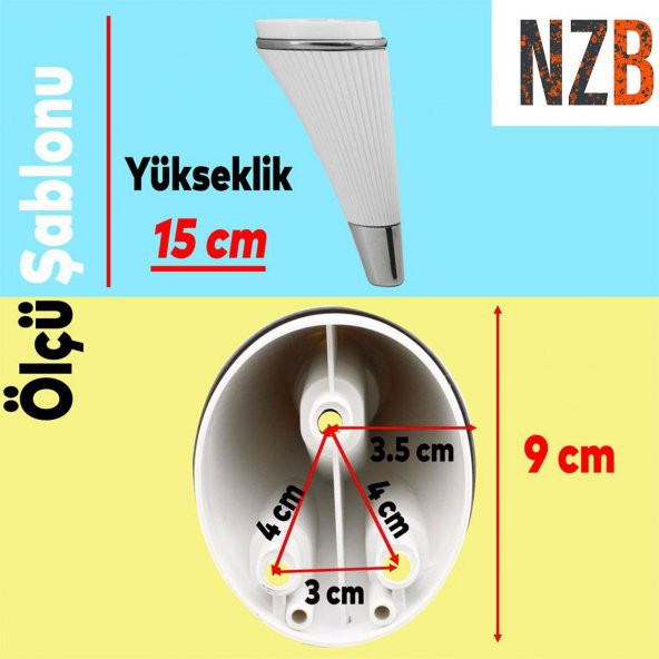 Lüks Mobilya Kanepe Sehpa TV Ünitesi Koltuk Ayağı 15 cm Beyaz Krom Baza Ayak - Resim 2