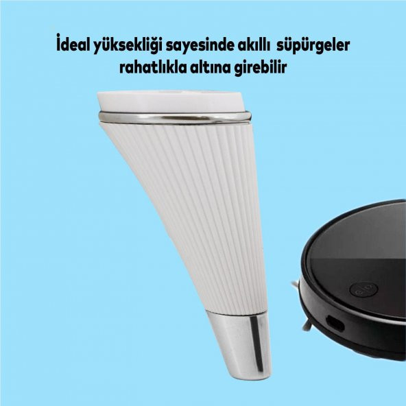 Lüks Mobilya Kanepe Sehpa TV Ünitesi Koltuk Ayağı 15 cm Beyaz Krom Baza Ayak - Resim 4