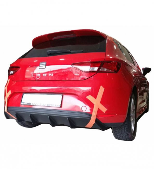 Seat Leon MK3 5F (2013-2016) Style Uyumlu Custom Arka Tampon Eki - Difüzör  (Plastik) ürün görseli