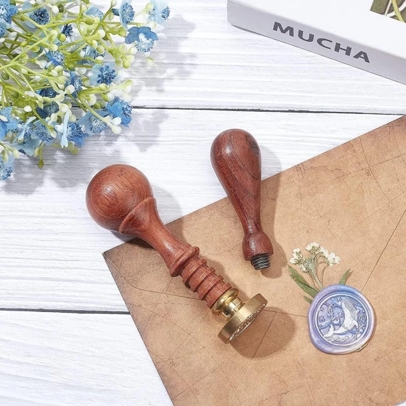 Ahşap Mum Mühürü Sapı Gül Ağacı G6 Özel Tasarım M8 Dişli - Resim 6