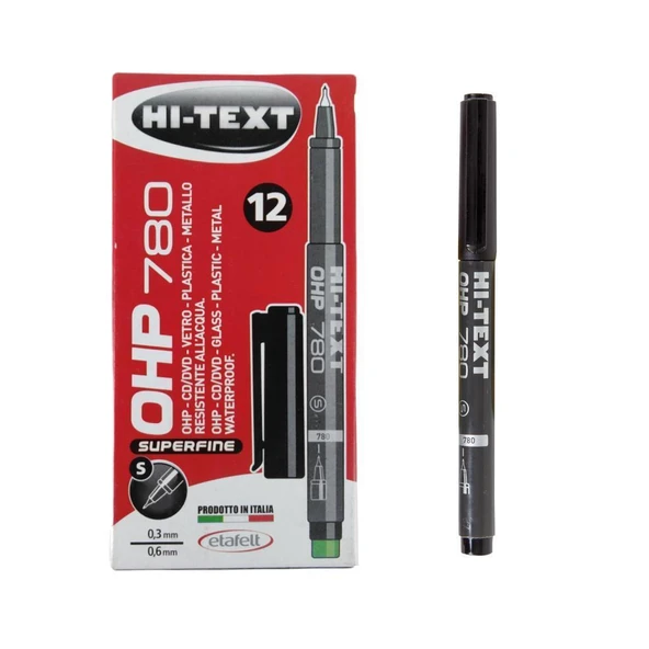 Hi-Text 780 S Asetat Kalemi Siyah 12 Adet
