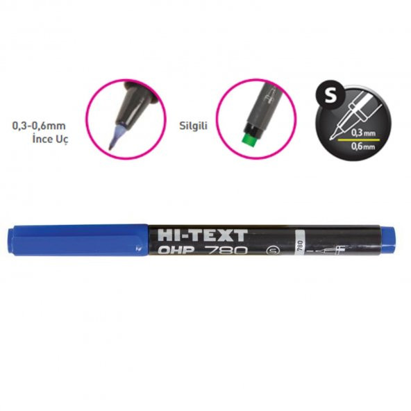 Hi-Text 780 S Asetat Kalemi Mavi 12 Adet - 2