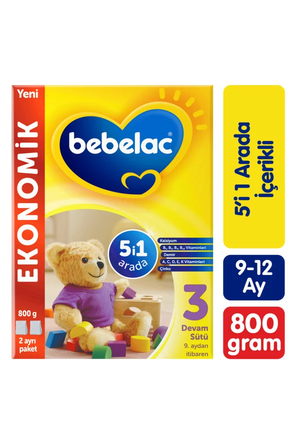 Bebelac 3 Devam Sütü 9 Ay+ 800 gr