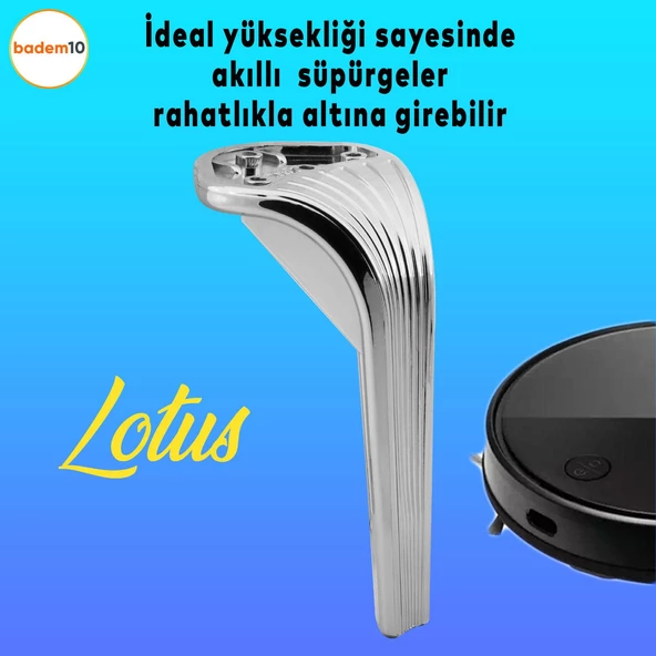 Lotus Lüks Mobilya Kanepe Sehpa Tv Ünitesi Koltuk Ayağı 16 Cm Parlak Krom Baza Ayakları - 2