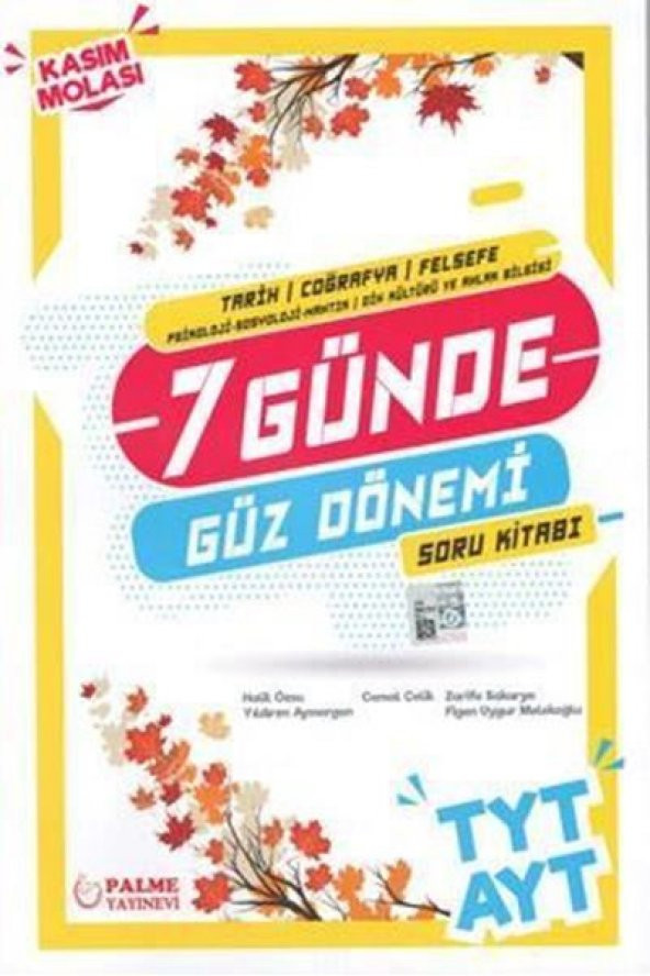 PALME YKS TYT AYT (TCF) 7 GÜNDE GÜZ DÖNEMİ SORU KİTABI *YENİ*