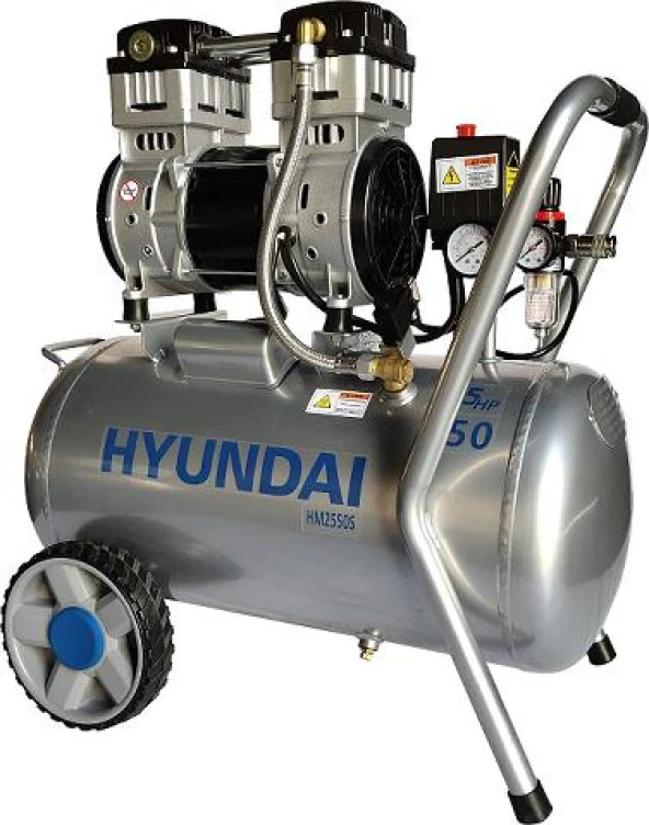 Hyundai HM2550S Hava Kompresörü Sessiz & Yağsız 1100W 50 Lt. - 2