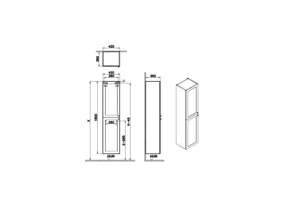 Vitra Root Classic 40 cm Mat Açık Gri Banyo Boy Dolabı Sol 68511 - 2