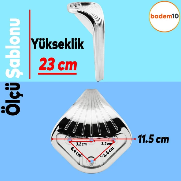 Lotus Lüks Mobilya Kanepe Tv Ünitesi Koltuk Ayağı 23 Cm Parlak Krom Konsol Ayakları - 4