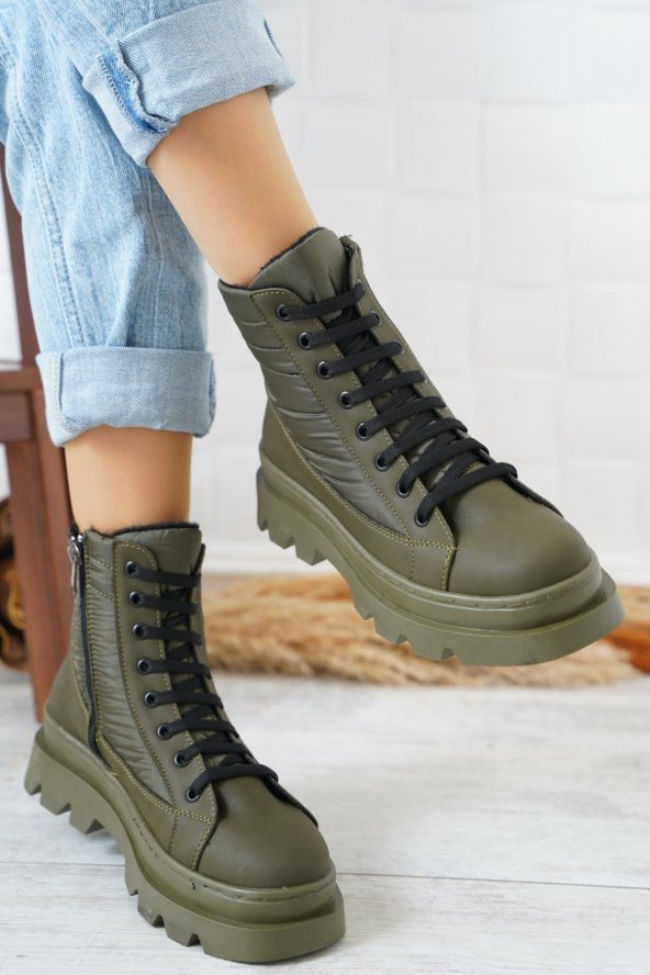 CASSO KAYMAZ KAUÇUK TABAN BAĞCIKLI FERMUARLI SU GEÇİRMEZ KADIN BOT - 6