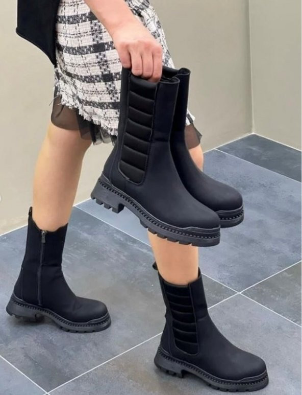 Casso Kaymaz Kauçuk Taban Fermuarlı Kolay Giyim Su Geçirmez Kadın Uzun Bot