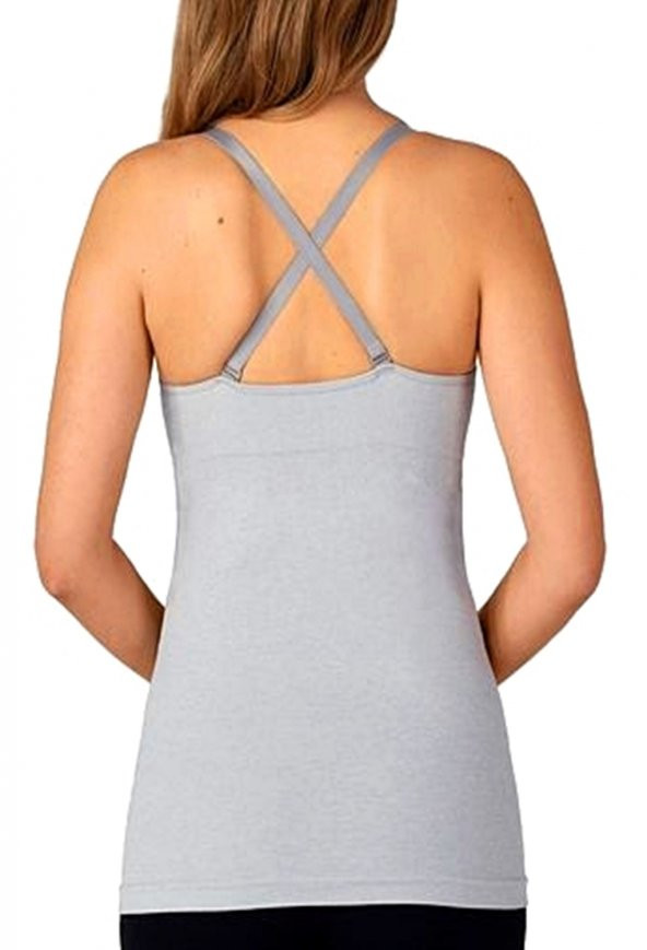 Relaxfit Seamless Toparlayıcı Büstiyerli Dikişsiz Gri Emzirme Atleti - 2