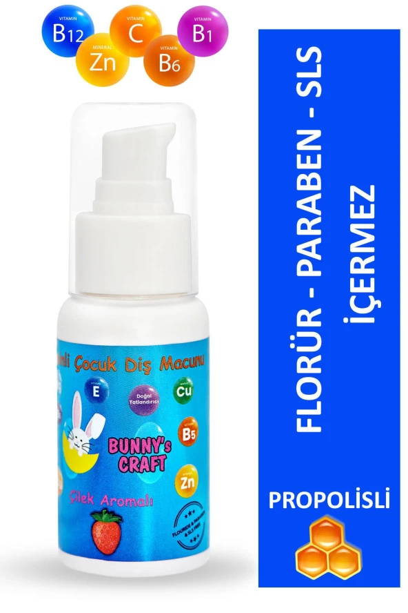 Propolis Ve Doğal Çilek Aromalı Vitaminli Çocuk Diş Macunu 50 Ml