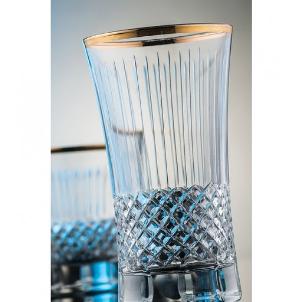 Kcd Antik Altın Kesme El Dekor Yaldızlı 6 Adet Desenli Su ve Meşrubat Bardak Takımı ürün görseli 1