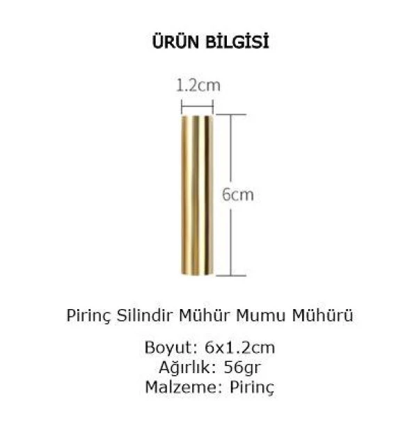 Boş Mum Mühürü Pirinç Silindir Sütun Damga 12x60mm - 3