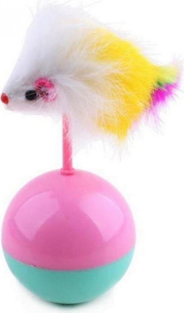 Kedi Oyun Topu Tüylü Fareli Hacı Yatmaz Eğitici Yavru Kedi Fare Kovalama Oyuncağı Kedi Oyunu - 3