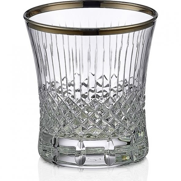 Kcd Antik Platin Kesme El Dekor Yaldızlı 6 Adet Desenli Su Bardağı Takımı ürün görseli 1