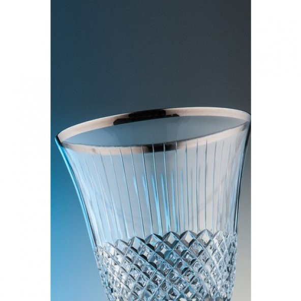 Kcd Antik Platin Kesme El Dekor Yaldızlı 6 Adet Desenli Su Bardağı Takımı - Resim 2