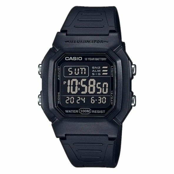 Casio W-800H-1BVDF Quartz  Dijital Silikon Siyah Organik Cam10 ATM Erkek Kol Saati