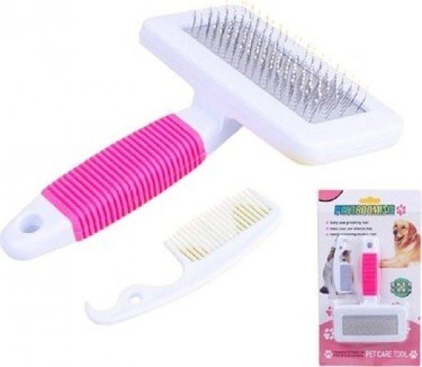 Kedi Köpek Evcil Hayvan Tüy Tarama Fırçası Telli Tüy Toplama Fırçası Küçük Boy Fırça Tarak Seti - 3