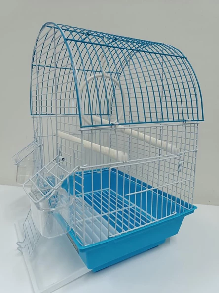 Kuş Kafesi Oval Çatılı (30x23x39) Mavi Kanarya Muhabbet Kuşu için - 2