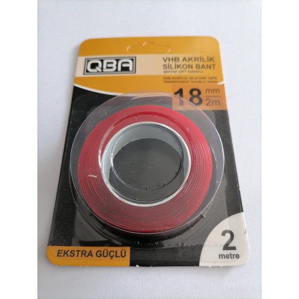 QBA Şeffaf Çift Taraflı Bant 18 mm 2 m