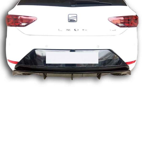 Seat Leon (2017 - 2019)  Çift Çıkış Arka Tampon Eki - Difüzör (Plastik) - Resim 4