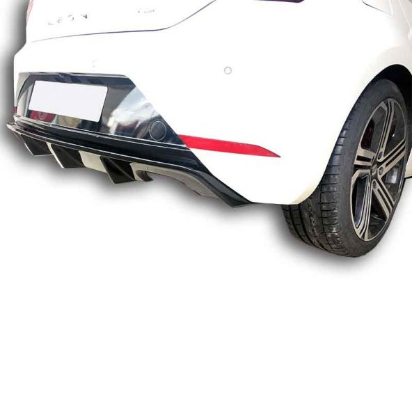 Seat Leon (2017 - 2019)  Çift Çıkış Arka Tampon Eki - Difüzör (Plastik) - Resim 5