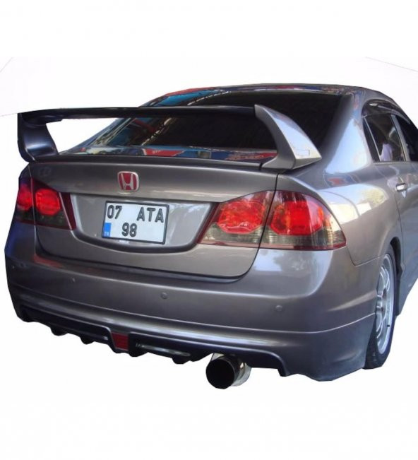 Honda Civic FD6 (2006-2011) Mugen RR Tek Çıkış Arka Tampon Eki - Difüzör (Plastik)